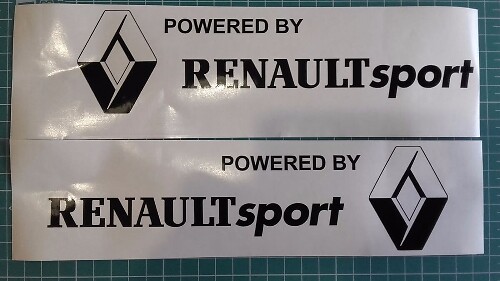 Etiqueta adhesiva de vinilo lateral Powered by Renault Sport para Renault Megane