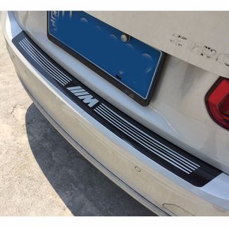 Calcomanía para parachoques trasero de coche de vinilo de rendimiento M de fibra de carbono negro para BMW