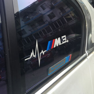 2 uds para BMW M3 está en mi sangre Heartbeat pegatina para ventana calcomanías gráficas
