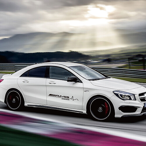 2 piezas de 31 pulgadas para pegatinas de puerta lateral con logotipo de Mercedes Benz AMG-3 colores
