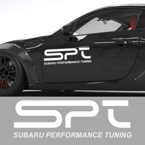 2x Calcomanías de vinilo para puertas de ajuste de rendimiento estilo SPT para Subaru