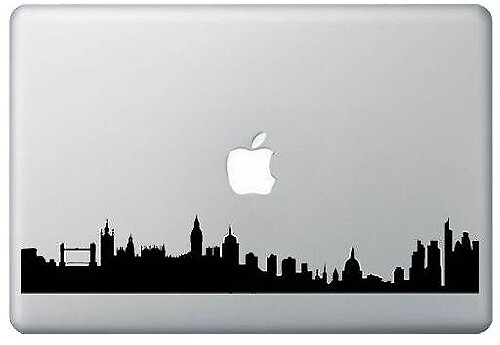 Etiqueta engomada de la etiqueta del MacBook del ordenador portátil del horizonte de Londres
