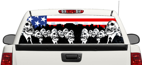 Etiqueta engomada de la ventana trasera de la muerte de los zombis de la bandera estadounidense Camioneta SUV Coche 3