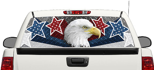 Calcomanía de vinilo para ventana trasera con Águila Calva y Estrellas de EE.UU. para pick-ups y SUVs