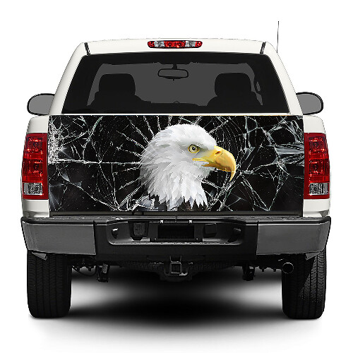 Adhesivo Vinilo para Portón Trasero con Cristal Roto de Águila Calva para Camionetas y SUVs