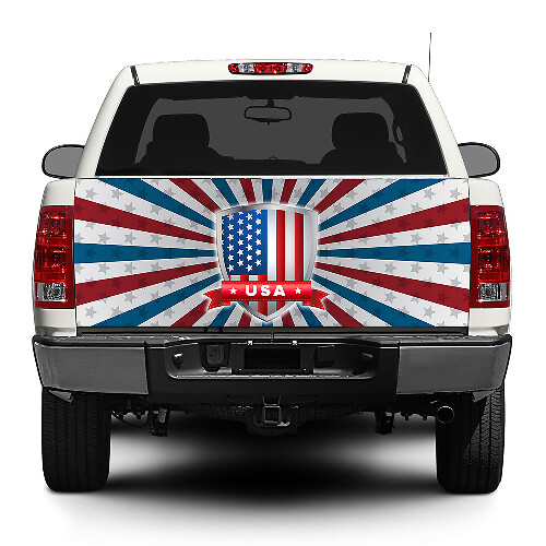 Adhesivo de escudo con bandera de EE.UU. para portón trasero de camionetas y SUVs