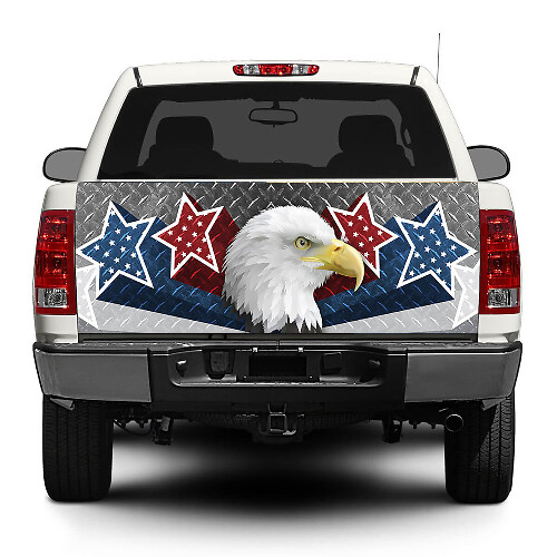 Calcomanía de chapa diamantada con estrellas American Eagle USA para portón trasero de camiones pickup y SUVs