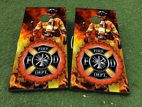 Set de pegatinas de vinilo para tabla de cornhole de bombero del departamento de bomberos