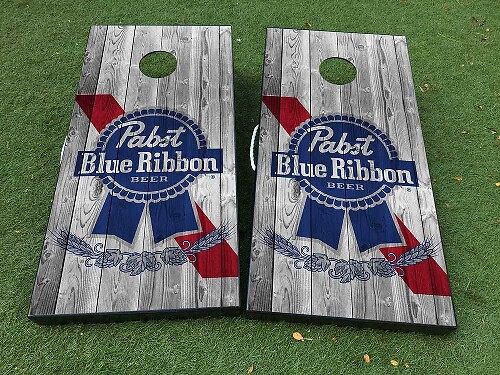 Juego de adhesivos de vinilo para tablero de cornhole Pabst Blue Ribbon
