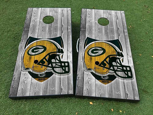 Set de calcomanías de vinilo para tablero de cornhole con casco de fútbol de Green Bay