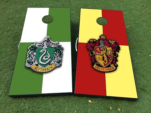 Slytherin y gryffindor equipo harry potter Cornhole juego de mesa pegatina calcomanía envolturas de vinilo con laminado
