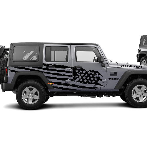 Pegatina adhesiva lateral de vinilo con bandera USA desgastada para Jeep Wrangler Unlimited JK