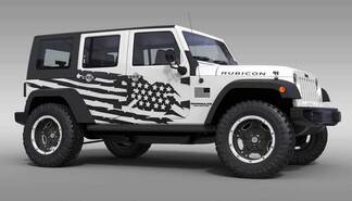 EE. UU. Flag Theme Splash Estrellas Calcomanías gráficas para 07-17 Jeep Wrangler Ilimitado JK 4 Puerta