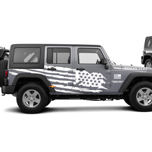 Calcomanía de Vinilo Lateral con Bandera de EE. UU. Desgastada para Jeep Wrangler Unlimited JK 2