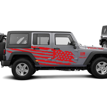 Calcomanía de Vinilo Lateral con Bandera de EE. UU. Desgastada para Jeep Wrangler Unlimited JK 3
