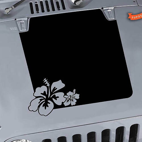 Pegatina adhesiva de vinilo negro para capó Hibiscus para Jeep Wrangler Unlimited JK