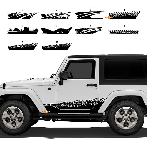 Vinilo adhesivo personalizado de gráficos para puertas laterales Splash para Jeep Wrangler JK