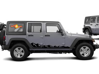 Jeep calcomanía etiqueta rocker panel montañas puerta lateral gráficos wrangler jk 4 puerta