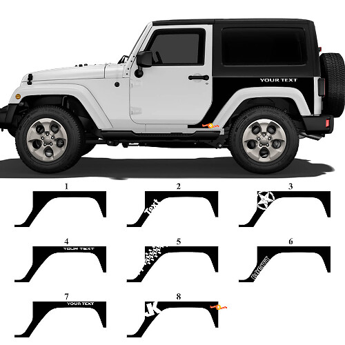 Juego de vinilos personalizados para panel trasero lateral para Jeep Wrangler JK