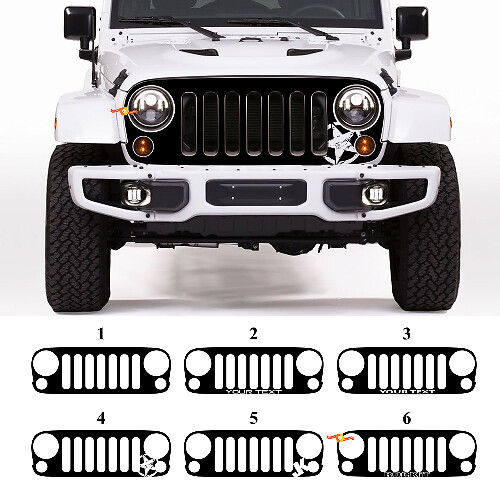 Gráficos de Vinilo para Parrilla Personalizada en Negro Adhesivo para Jeep Wrangler Rubicon JK