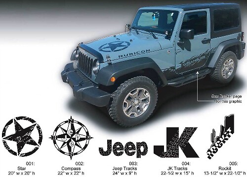 JEEP Calcomanía Calcomanía Capó gráficos 07-16 Wrangler Rubicon JK Rockit