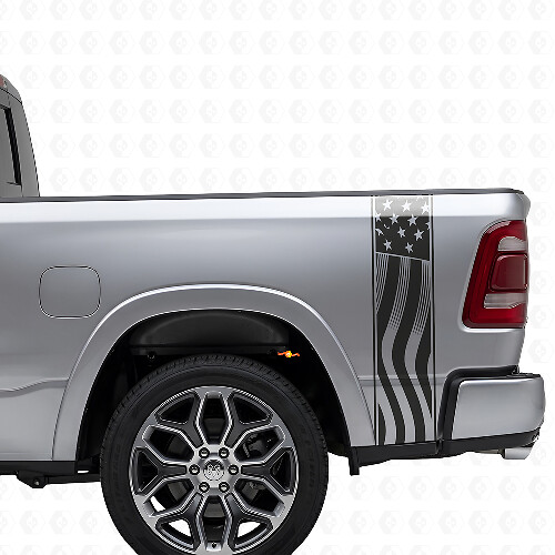 Juego de calcomanías de vinilo con franjas laterales y bandera de EE.UU. para camioneta musclecar