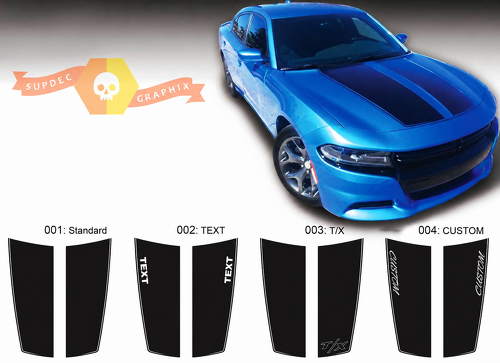 Calcomanía adhesiva de vinilo para capó con acentos divididos TEXT T/X CUSTOM para Dodge Charger 2015-2016