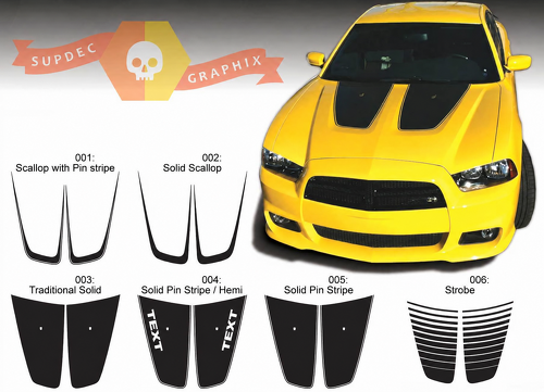 Vinilo Adhesivo de Accentos con Rayas de Concha para Capó Dodge Charger 2011-2014