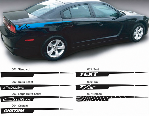 Custom Straight Razor Stripe Pair — Adhesivo de vinilo (lateral) para Dodge Charger 2011-2014