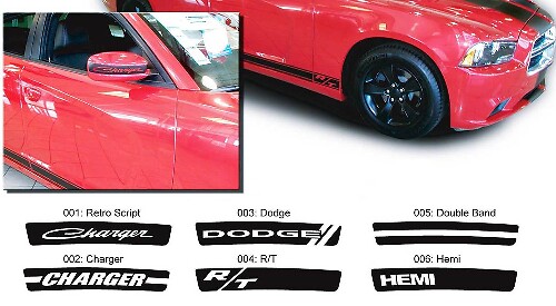 Calcomanía para espejo Dodge Charger Hemi RT con gráficos que se adaptan a los modelos 2011-2016
