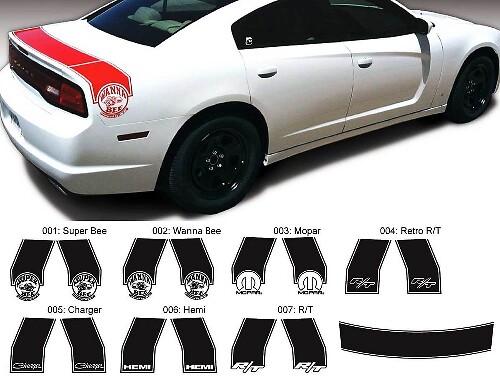 Kit de Vinilo Adhesivo Bee Band para Lateral Trasero de Dodge Charger 2011-2014