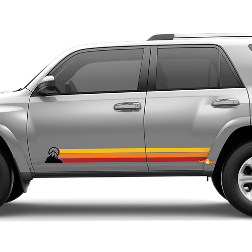 Heritage Retro Rocker Panel Stripes Mountains Calcomanía para Toyota 4Runner
