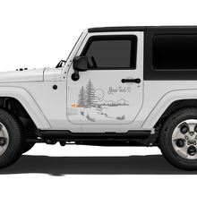 Adhesivo Vinilo de Puerta con Paisaje de Montaña y Bosque para Jeep Wrangler Rubicon Sahara 2