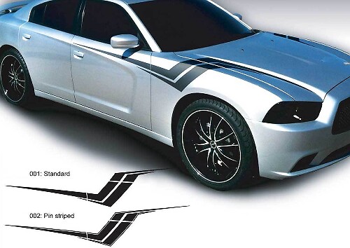 Juego de adhesivos laterales Z Hash en vinilo para Dodge Charger 2011-2014