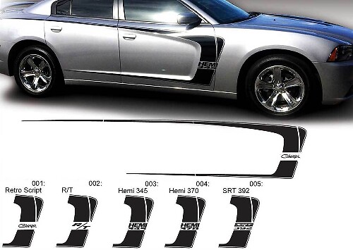 Dodge Charger C Stripe Hemi RT 345 370 392 Calcomanía adhesiva Kit completo de gráficos para modelos 2011-2014