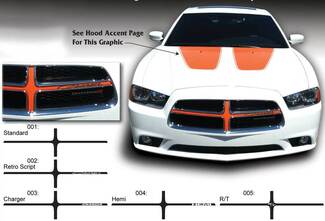 Dodge Charger Grill Cross Hair Hemi Decal Sticker Kit completo de gráficos para modelos 2011-2014