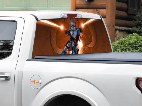 Star Wars Bounty Hunter Jango Fett ventana trasera calcomanía pegatina camioneta SUV coche cualquier tamaño
