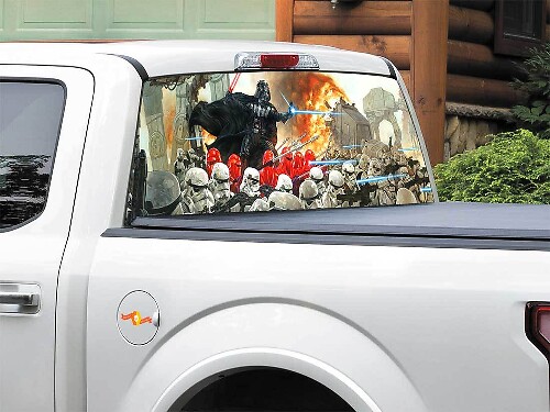 Calcomanía de vinilo para ventana trasera de fuerzas del Imperio Darth Vader para camioneta SUV