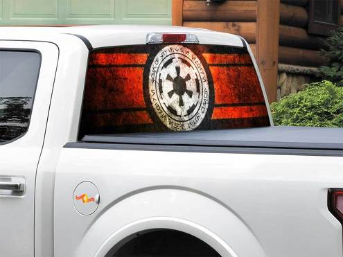 Calcomanía para ventana trasera del Imperio Galáctico Star Wars, camioneta, SUV, coche, cualquier tamaño
