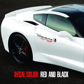 Corvette Racing 1 par logo Calcomanías gráficas de vinilo C3 C4 C5 C6 C7 ZO6 ZR1 Negro y rojo