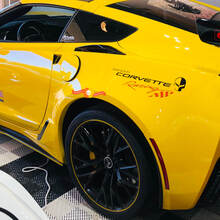 Corvette Racing 1 par de pegatinas gráficas de vinilo con logo C3 C4 C5 C6 C7 ZO6 ZR1 negro y rojo
 2