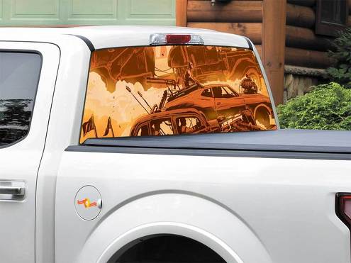 Mad Max Fury Road Art Comics Etiqueta de la ventana trasera Pegatina Camioneta SUV Coche de cualquier tamaño