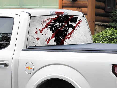 Se acerca el invierno House Stark TV Show Juego de tronos Etiqueta de la ventana trasera Etiqueta Camioneta SUV Coche de cualquier tamaño
