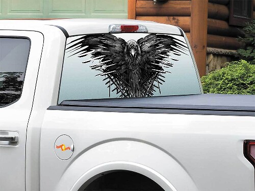 Calcomanía para ventana trasera Raven Throne para camión pickup SUV
