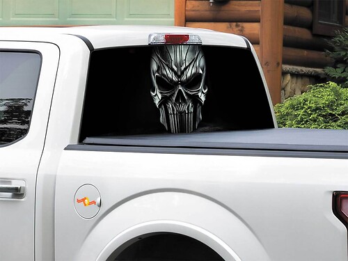 Calcomanía para ventana trasera con logotipo de calavera, pegatina para camioneta, SUV, coche de cualquier tamaño
