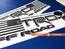 Calcomanías de vinilo TRD Calavera Punisher con bandera de EE. UU. para camiones Toyota_2