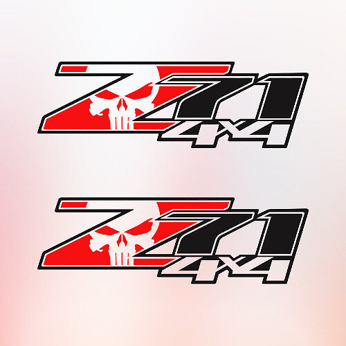 2 Chevy Silverado Z71 4x4 GMC GM Sierra Calcomanías Pegatinas F 1500 2500 Calavera Punisher