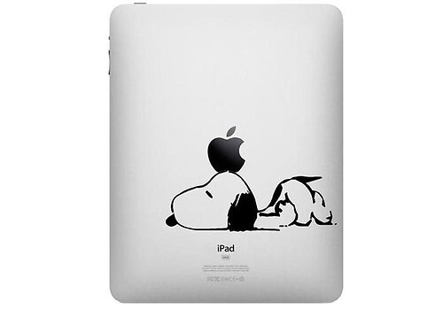 Etiqueta engomada de la etiqueta del iPad de Snoopy
