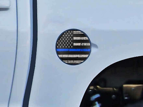 Adhesivo de vinilo de tapa de combustible con bandera USA y línea azul para Toyota Tundra 2014-16