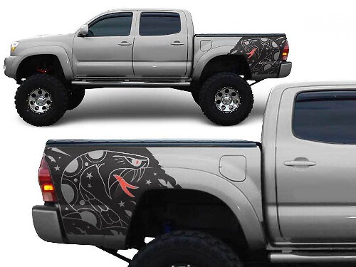Toyota Tacoma TRD 4 x 4 cama SNAKE Custom Quarter Side Graphic calcomanías adhesivas para modelos 2005-2018